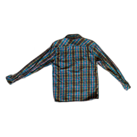 Deus Ex Machina Brown Blue Check Button Up Shirt Top Mens Size Small - Picture 7 of 10